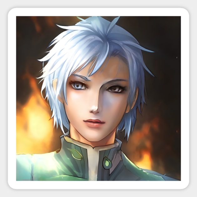 White Hair Anime Boy Sticker by animegirlnft